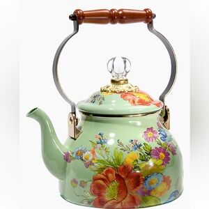 Green flower 2 quart tea kettle